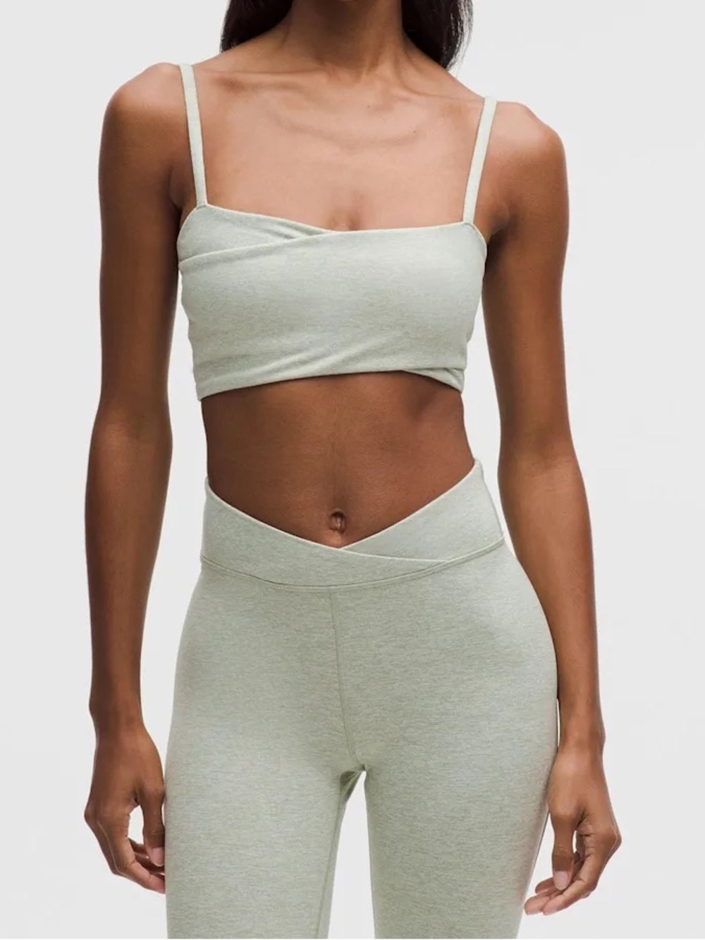 NWT Lululemon Softy Suedey Wrap-Front Bra, B/C Cup Fog Green Size Small